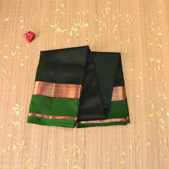 kanchivaram pure silk Dark green saree with jari boarder