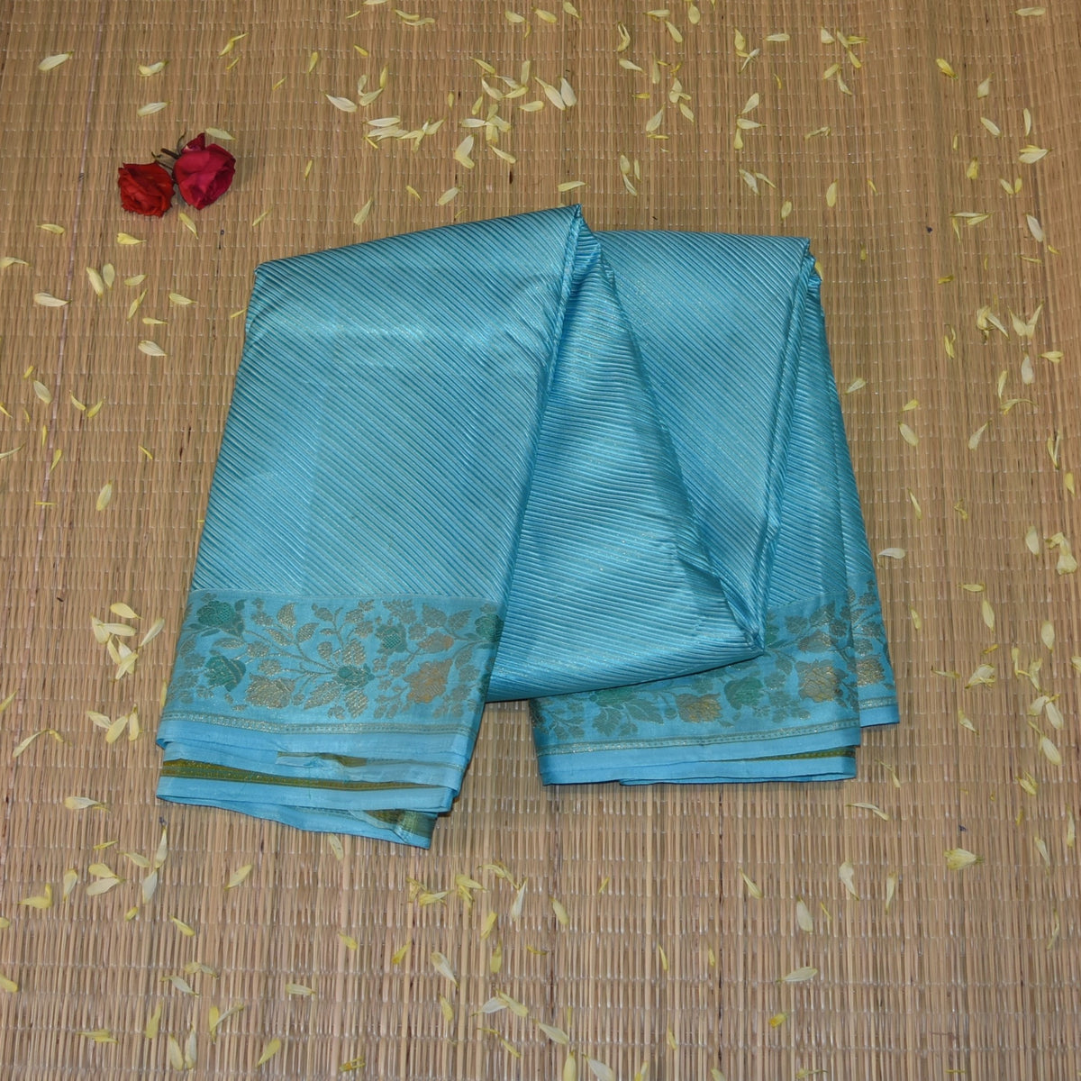 Kanchivaram pure silk Sky blue saree with meenakari boarder