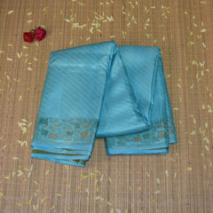 Kanchivaram pure silk Sky blue saree with meenakari boarder