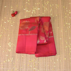 Kanchivaram pure silk pink saree with meenakari jari boarder