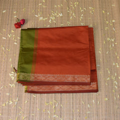 Semi Silk Cotton Orange saree with jari boarder