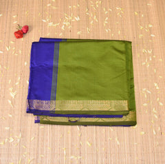 Semi Silk Cotton Green Saree with jari work