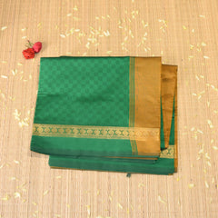 Semi Silk Cotton Green saree with jari work