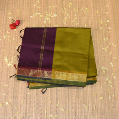 Semi Silk Cotton Green saree with jari boarder