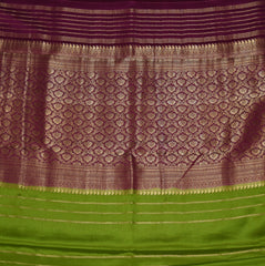 Pure mysore crepe silk parrot green saree with full jari work