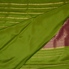 Pure mysore crepe silk parrot green saree with full jari work
