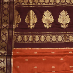 Pure mysore crepe Orange saree with jari boarder