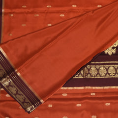 Pure mysore crepe Orange saree with jari boarder