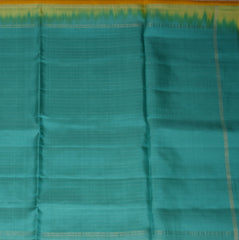 Kanchivaram Pure silk yellow and sky blue saree with jari boarder