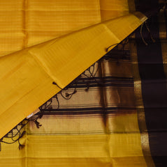 kanchivaram pure silk Yellow and beige saree with jari boarder
