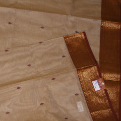 Kanchi Cotton Cream saree with jari boarder
