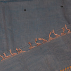 Kanchi Cotton Greyish saree with jari boarder