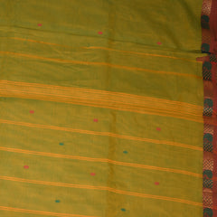 Kanchi Cottton Parrot green saree with jari work
