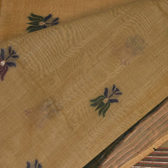 Chanderi silk cotton Mustard yellow saree with jari boarder