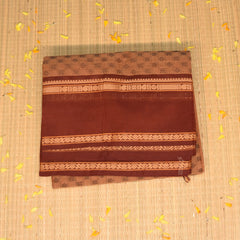 Kanchi Cotton Mustard Orange saree with thread boarder