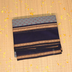 Kanchi Cotton Light Blue grey saree with thread boarder