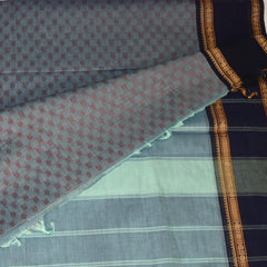 Kanchi Cotton Light Blue grey saree with thread boarder