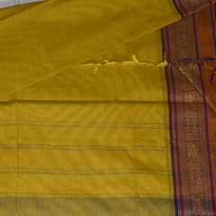 Kanchi Cotton Lemon yellow saree with thread boarder