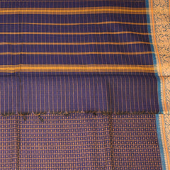 Kanchi cotton Navy Blue saree with thread boarder