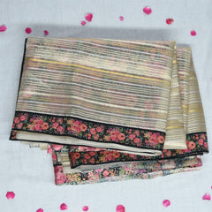 4356 ivory super net saree with black boarder