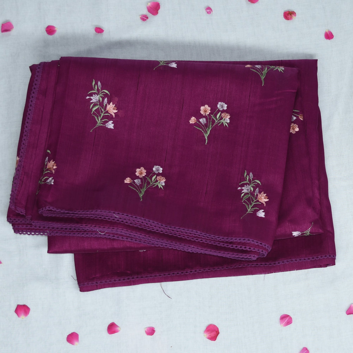 4357 magenta pink semi tussur saree with thread work