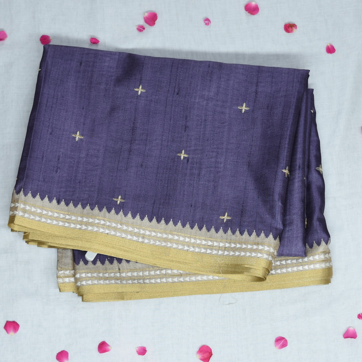 4358 purple semi tussur saree with thread work