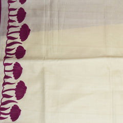 4360 cream super net saree with pink aplic work boarder