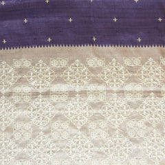 4358 purple semi tussur saree with thread work
