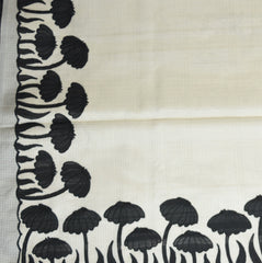 4361 cream super net benarasi saree with black aplic work boarder