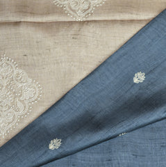 4359 grey semi tussur saree with jari boarder