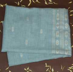 4391 sky blue semi linen saree with self thread work