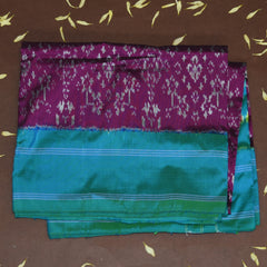 4382 pure pochampally silk magenta saree with rama green boarder