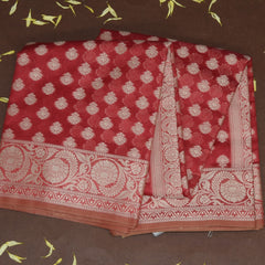 4386 red semi cotton saree with thread boarder