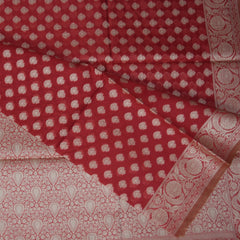 4386 red semi cotton saree with thread boarder