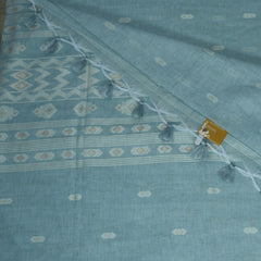 4391 sky blue semi linen saree with self thread work