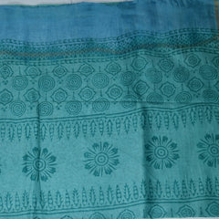4377 sky blue chanderi saree with block print