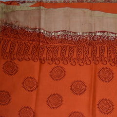 4373 cream chanderi saree with block print