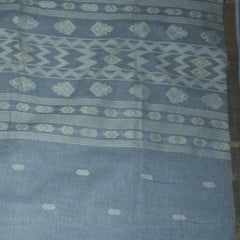 4390 semi linen ash saree with self thread work
