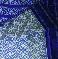 4383 pochampally pure silk half white & royal blue saree