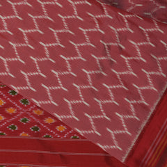 4385 pochampally pure silk dusky red saree with red boarder
