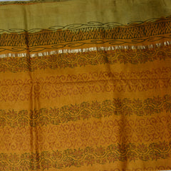 4372 olive green chanderi saree with block print