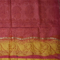 4380 yellow chanderi saree with block prints