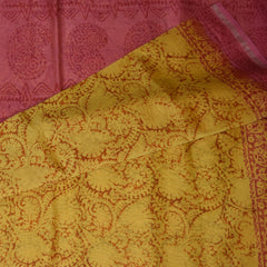 4380 yellow chanderi saree with block prints
