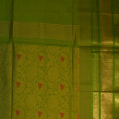 Silk cotton half white saree with green boarder